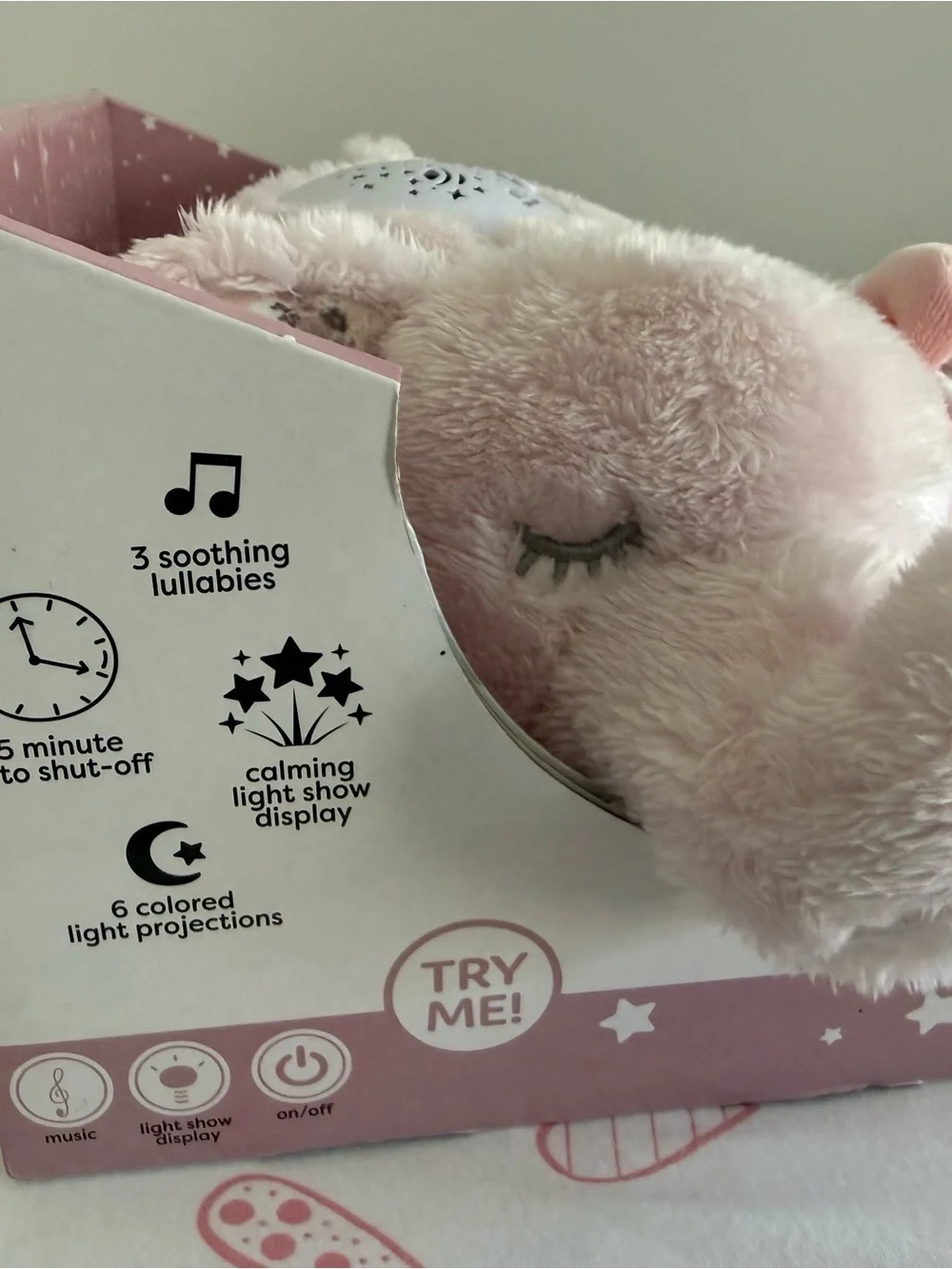 Dreamgro Lullaby Dreams Projector Soother - Pink Elephant Plush Baby Night Light